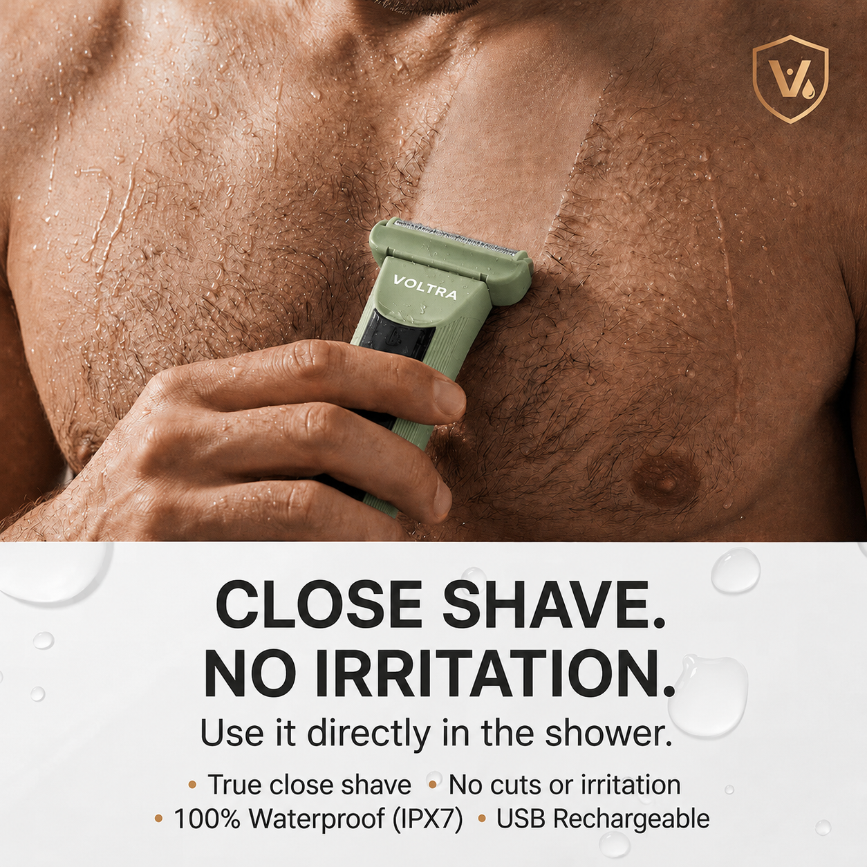 Voltra Razor® | No-Cut Waterproof Body Shaver IPX7 (Sensitive Areas)